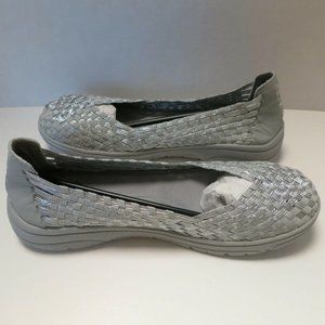 St Johns Bay Silver Woven Flats Womens 9.5M